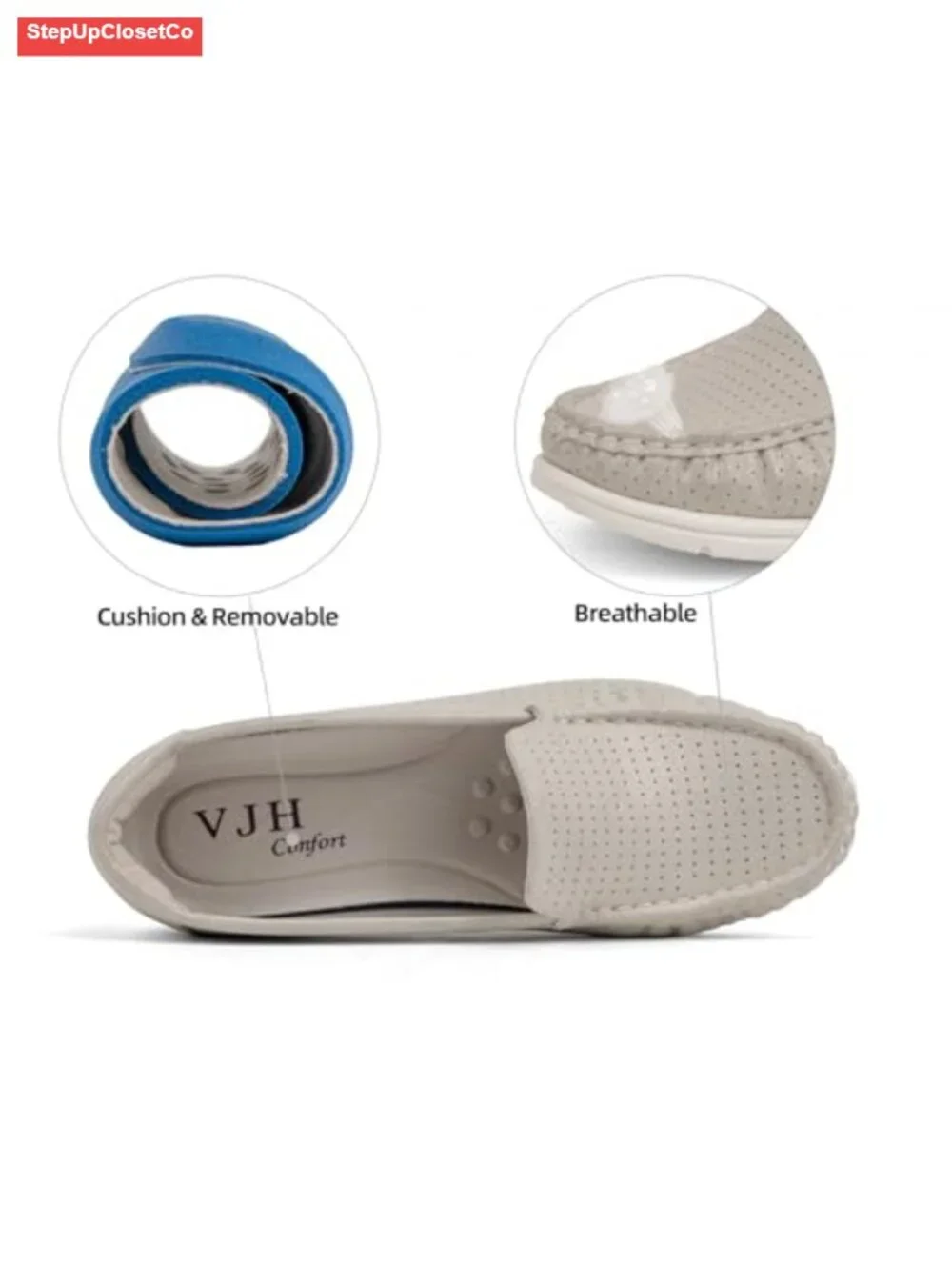 Perforated Faux Leather Loafers Slip-On Women's Driving Walking Shoes
